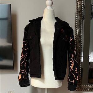 Levi’s Black Jacket with Flame Sleeves